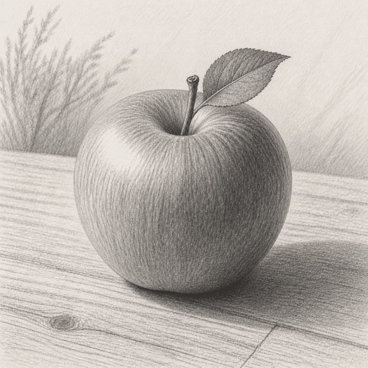 石墨素描风格的桌面苹果