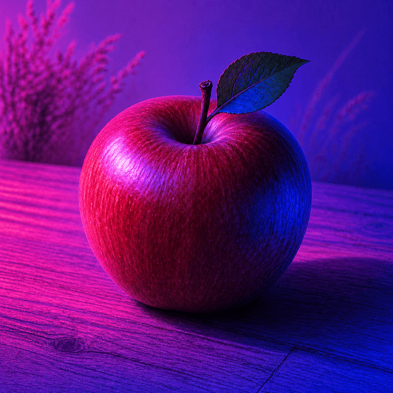 Synthwave风格的桌面苹果